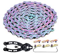 YBEKI Cadena de bicicleta de 9 velocidades, color 1/2 x 11/128 lnch 116 eslabones con 2 pares de candado