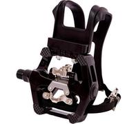 YBEKI Pedales de Gama Profesional para Bicicleta Estática - sin Clips + Calapiés y Correa - Compatibles con Peloton, Schwinn, Sunny y la mayoría de Bicicletas de Interior - Eje de 9/16″
