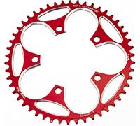 YBEKI Plato 110BCD 36-58T - Monoplato 7075-T6 CNC Estrecho-Ancho para Carretera/Gravel, Compatible Shimano/SRAM 8-12V, Anti-Caída 92%, 45% Más Ligero (Negro/Rojo, Cert. ISO 13041)