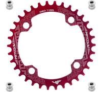 YBEKI Plato Pro-Grade 104BCD | 32T-52T | 7075-T6 Aluminio | Diseño Monoplato Estrecho-Ancho | Compatible con Shimano/SRAM 8-11 Velocidades | MTB/Road | Negro/Rojo