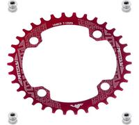 YBEKI Plato Pro-Grade 104BCD | 32T-52T | 7075-T6 Aluminio | Diseño Monoplato Estrecho-Ancho | Compatible con Shimano/SRAM 8-11 Velocidades | MTB/Road | Negro/Rojo