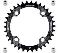 YBEKI Plato Pro-Grade 104BCD | 32T-52T | 7075-T6 Aluminio | Diseño Monoplato Estrecho-Ancho | Compatible con Shimano/SRAM 8-11 Velocidades | MTB/Road | Negro/Rojo