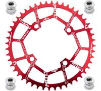 YBEKI Plato Pro-Grade 104BCD | 32T-52T | 7075-T6 Aluminio | Diseño Monoplato Estrecho-Ancho | Compatible con Shimano/SRAM 8-11 Velocidades | MTB/Road | Negro/Rojo