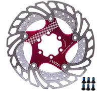 YBEKI Rotor de Freno de Disco Flotante Premium | 140/160/180/203mm | 7075 Aluminio Aeronáutico + Acero Inoxidable | Diseño 72° 6 Clavos | Compatible Shimano/SRAM/MTB/Carretera/BMX | Rojo/Negro