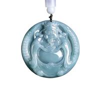 YBGCRD Auténtico colgante de jade natural azul agua dios de la riqueza jade y joyería para hombre y mujer, accesorios para el cuello, regalo