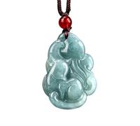 YBGCRD Auténtico colgante de jadeíta natural con diseño de zorro de nueve colas de agua azul, exquisito encanto de lujo para mujer, collar de mascota