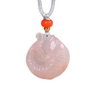 YBGCRD Colgante chino de hilo dorado de jade con texto en inglés "Good Luck Fish", certificado de autenticidad, disponible en forma de pez.