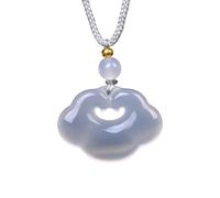 YBGCRD Colgante de ágata natural, calcedonia, bloqueo de la paz, moderno, para hombres y mujeres, colgante de cristal de hielo, Feng Shui, amuleto seguro, regalo de joyería