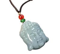 YBGCRD Colgante de cabeza de Buda de jade birmana, collar de jadeíta con imagen de Buda dorada, colgante de reliquia para estilos religiosos y tótems