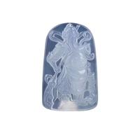 YBGCRD Colgante de cristal de jade de Guan Gong con calcedonia blanca hielo natural, para hombre, cuadrado, marca dominante, encantos de Dios