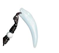 YBGCRD Colgante de diente de lobo de jade blanco de cabra de porcelana natural para hombres y mujeres, collar de joyería para parejas, regalo de cumpleaños