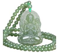 YBGCRD Colgante de jade Guanyin para hombre con diseño de cabeza de alcance, cultivo QingShui de cuatro brazos, cuentas de Buda Guanyin, collar con colgante circular