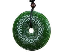 YBGCRD Colgante de jade natural auténtico con círculo verde pulido a mano tallado de doble cara para hombres y mujeres, amantes de los modelos, collar de joyería