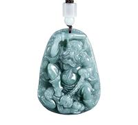 YBGCRD Colgante de jade natural con diseño de agua azul Zhong Kui Down Magic Ice tallado a mano para hombres y mujeres, collar de jade con personalidad de moda