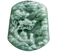 YBGCRD Colgante de jade tallado de doble cara natural de jadeíta verde verde hecho a mano para hombres y mujeres