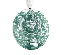 YBGCRD Colgante de jadeíta natural azul del dios de la riqueza, tallado a mano, exquisito dije de jadeíta tipo hielo, regalo para hombres y mujeres