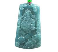 YBGCRD Colgante de jadeíta natural de agua azul Tengyu Dragón Dios de la Riqueza Exquisito collar de jade tallado para hombres y mujeres, amuleto de la suerte, regalo