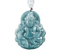 YBGCRD Colgante de jadeíta natural de agua azul y amarillo de la riqueza de Dios, exquisito y moderno collar de jade tipo hielo, regalo para hombre y mujer