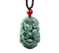YBGCRD Colgante de jadeíta verde del zodiaco chino, regalo de lujo para mujeres y hombres, amuleto tallado, collar de moda de jade real