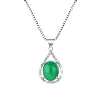 YBGCRD Colgante redondo de calcedonia de jade verde natural, collar de la suerte, joyería tallada china, amuleto de moda, regalos para mujer