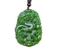 YBGCRD Collar con colgante de dragón pixiu de piedra de jade hetiano verde natural, joyería de jadeíta china, amuleto de reiki, regalo para mujeres y hombres