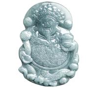 YBGCRD Collar con colgante de jadeíta verde hielo natural tallada china RuYi Dios de la riqueza, amuleto de la suerte, joyería de jade de moda para regalo