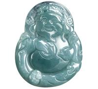 YBGCRD Collar con colgante de jadeíta verde hielo natural tallada con moneda china del dios de la riqueza, amuleto de la suerte, joyería de jade de moda para regalo