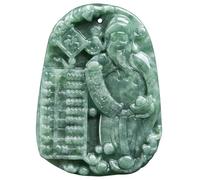 YBGCRD Collar con colgante de jadeíta verde natural tallado a mano con ábaco dios de la riqueza, amuleto de lujo de jade de lujo, joyería de regalo