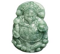 YBGCRD Collar con colgante de jadeíta verde natural tallado chino RuYi Dios de la riqueza de la suerte, joyería de moda para mujer y hombre