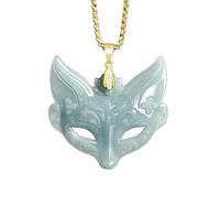 YBGCRD Collar con colgante de máscara de zorro de dibujos animados de jadeíta, accesorios de moda, regalos de jade para mujeres, talismanes vintage