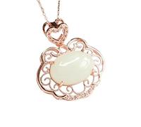 YBGCRD Collar de jade para hombre, colgante de huevo de jade natural de Henghua, joyería de estilo Feng Shui, producto directamente favorable, dale un regalo