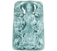 YBGCRD Collar de jade para hombre, jadeíta natural de agua azul, diosa de dragón divino de la misericordia, placa de dragón, colgante de jade de hielo, joyería de moda de alta calidad, dale un regalo