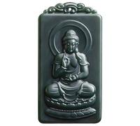 YBGCRD Encantador collar con colgante de budismo tallado en jade negro natural HeTian con amuleto de la suerte, regalo de joyería de lujo