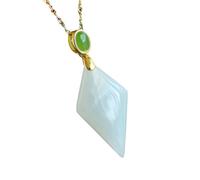 YBGCRD Exquisito colgante de jade turpan con incrustaciones de plata, diseño geométrico antiguo, unisex, estilo simple, procesamiento hecho a mano, recuerdo turístico