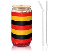 YBGHDAA 1 vaso con tapa y pajita, diseño de bandera de Alemania, ideal para whisky, cerveza, té