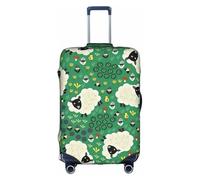 YBGHDAA Bonita funda para maleta con estampado de ovejas de dibujos animados con cremallera, agujeros de asa, material elástico que mantiene el equipaje cerrado, ideal para viajes, White, S