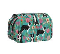 YBGHDAA Border Collie Florals - Estuche organizador portátil para lápices de pintura de artista, Black, Talla única, Organizador de bolsas
