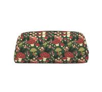 YBGHDAA Bright Mushrooms - Lápiz escolar de cuero para niños y niñas, estuche de cosméticos de piel con cremallera, Silver, Talla única, Neceser de maquillaje