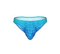 YBGHDAA Calzoncillos de bikini para hombre, de talle bajo, estampado de escamas de sirena, color azul océano, ropa interior sexy, bragas elásticas suaves para hombre, Negro, 3XL