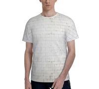 YBGHDAA Camisa de pared de ladrillo blanco antiguo, suave, elástica, para uso diario, camiseta con estampado completo, casual, cómoda, cuello redondo, manga corta, Negro, L