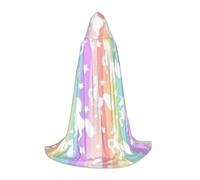 YBGHDAA Capa con capucha para adolescentes, diseño de unicornios en rayas coloridas para cosplay, fiesta de Halloween, bruja, vampiro, mago, baile de máscaras
