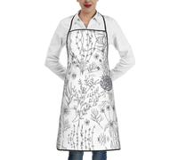 YBGHDAA Delantales de chef con estampado de hierbas y plantas herbáceas para mujer con bolsillo, delantal impreso impermeable con lazo largo para cocinar, hornear, jardinería