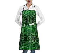 YBGHDAA Delantales de chef con estampado Hacker Era para mujer, con bolsillo, impermeable, con lazo largo, para cocinar, hornear, jardinería