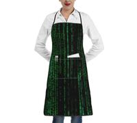 YBGHDAA Delantales de chef con estampado Hacker Era para mujer, con bolsillo, impermeable, con lazo largo, para cocinar, hornear, jardinería