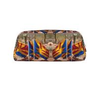 YBGHDAA Estuche de piel con estampado de bandera de Arizona para niños y niñas, estuche de cosméticos de piel con cremallera, Gold, Talla única, Neceser de maquillaje