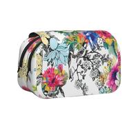 YBGHDAA Estuche organizador de bolígrafos de gel con diseño de flores silvestres, pájaros, hojas y ramas, bolsa organizadora portátil para lápices de pintura de artista, Black, Talla única