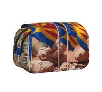 YBGHDAA Estuche organizador de bolígrafos de gel con estampado de bandera de Arizona, bolsa portátil para lápices de pintura de artista, Black, Talla única, Organizador de bolsas