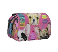 YBGHDAA Estuche organizador de bolígrafos de gel con estampado de bulldog francés, diseño de perro animal, bolsa organizadora portátil para lápices de pintura de artista, Black, Talla única