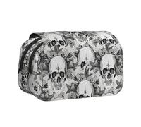 YBGHDAA Estuche organizador de bolígrafos de gel con estampado de esqueleto de calavera, bolsa organizadora portátil para lápices de pintura de artista, Black, Talla única, Organizador de bolsas