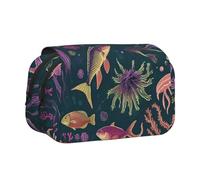 YBGHDAA Estuche organizador de bolígrafos de gel con estampado de peces submarinos del océano, bolsa organizadora portátil para lápices de pintura de artista, Black, Talla única, Organizador de bolsas